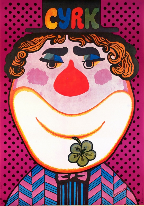 Circus Clown with flower Bocianowski Bohdan circus poster