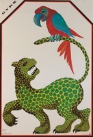 Circus Jaguar and parrot Hilscher circus poster