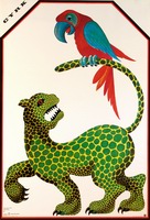 Circus Jaguar and parrot 1979 Hilscher Hubert circus poster