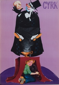 Circus Magician and Skull Miedza-Tomaszewski circus poster