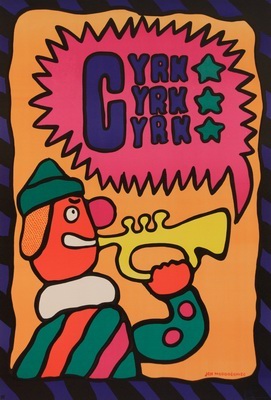 Cyrk Klown z trabka, Circus Clown with trumpet, Mlodozeniec Jan
