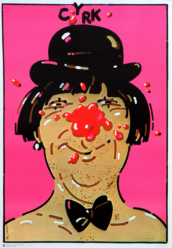 Circus poster Swierzy Cyrk Clown with bow-tie Circus poster Swierzy Cyrk Clown with bow-tie