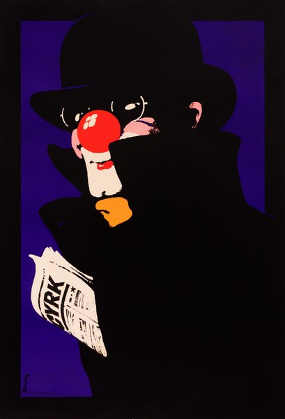 Cyrk, Klown z gazeta, Circus Clown with a Newspaper., Swierzy Waldemar
