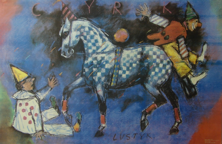 Cyrk Dwaj klowni i koń, Circus 2 Clowns and Horse, Lustyk Boguslaw