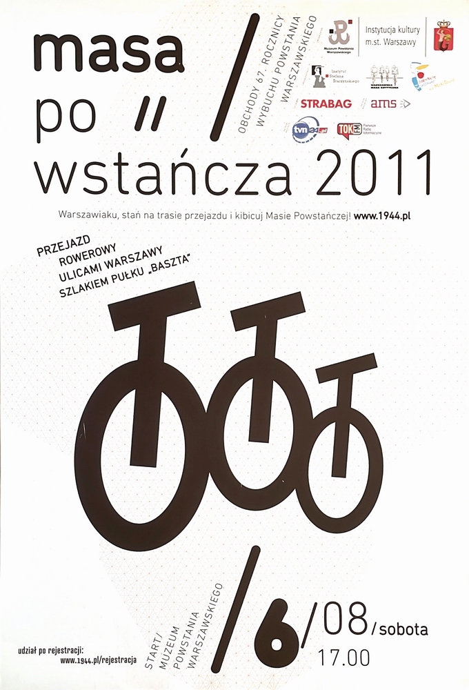 Masa Powstańcza 2011. 67 rocznica wybuchu Powstania Warszawskiego, Commemorative cycle rally “Masa Powstancza”. 67th Anniversary of the Warsaw Uprising, unk Masa Powstańcza 2011. 67 rocznica wybuchu Powstania Warszawskiego, Commemorative cycle rally “Masa Powstancza”. 67th Anniversary of the Warsaw Uprising, unk